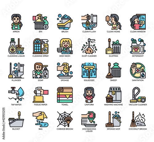 Set of Cleaning thin line and pixel perfect icons for any web and app project.