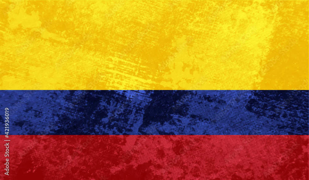 Grunge Columbia flag. Columbia flag with waving grunge texture. Grunge Columbia flag. Columbia flag with waving grunge texture.