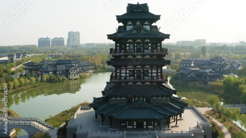 Wallpaper Mural Aerial photograph of Kuixing building in the hometown of Xiang Wang in Suqian, Jiangsu Province, China on a sunny autumn afternoon Torontodigital.ca