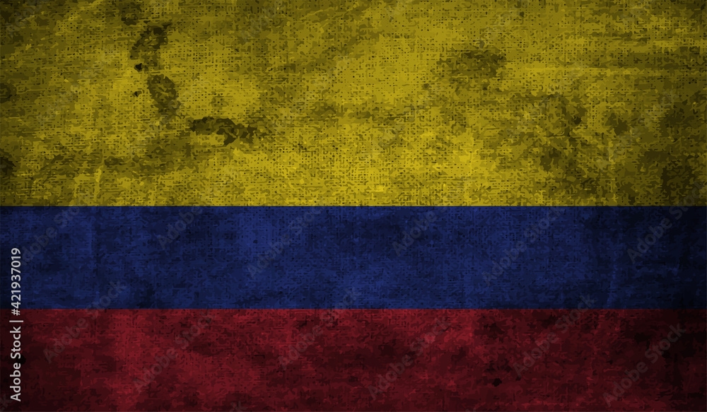 Grunge Columbia flag. Columbia flag with waving grunge texture. Grunge Columbia flag. Columbia flag with waving grunge texture.