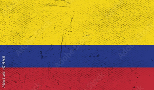 Grunge Columbia flag. Columbia flag with waving grunge texture.