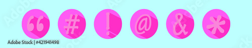 set of hash tag cartoon icon design template with various models. vector illustration isolated on blue background