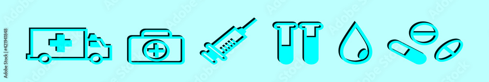 Obraz premium set of medical element cartoon icon design template with various models. vector illustration isolated on blue background