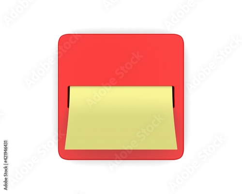 Blank Pop Up Sticky Notes Dispenser For Branding Mockup Template, 3d render illustration.