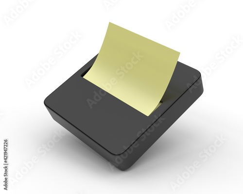 Blank Pop Up Sticky Notes Dispenser For Branding Mockup Template, 3d render illustration.