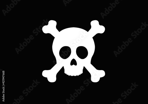 Vector illustration of a black background with a skull, pirate flag concept