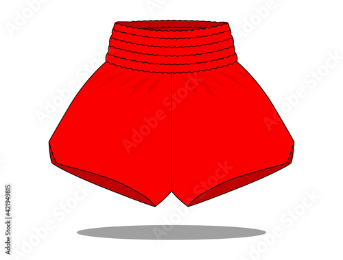 Red Shorts Boxing Pants-Running Pants Vector For Template.