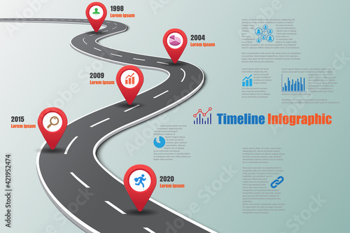 Business road map timeline infographic icons designed for abstract background template milestone element modern diagram process technology digital marketing data presentation chart Vector illustration