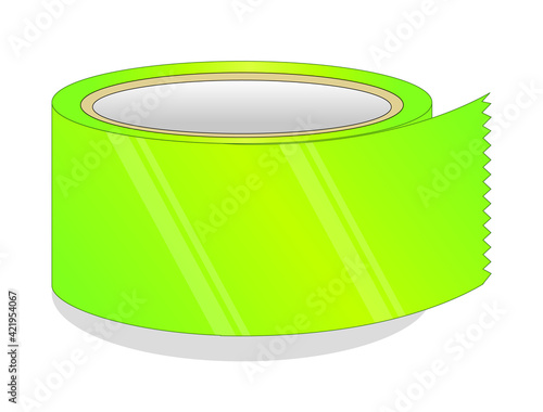 Green Reflective Tape Isolated For Packing Vector On White Background.