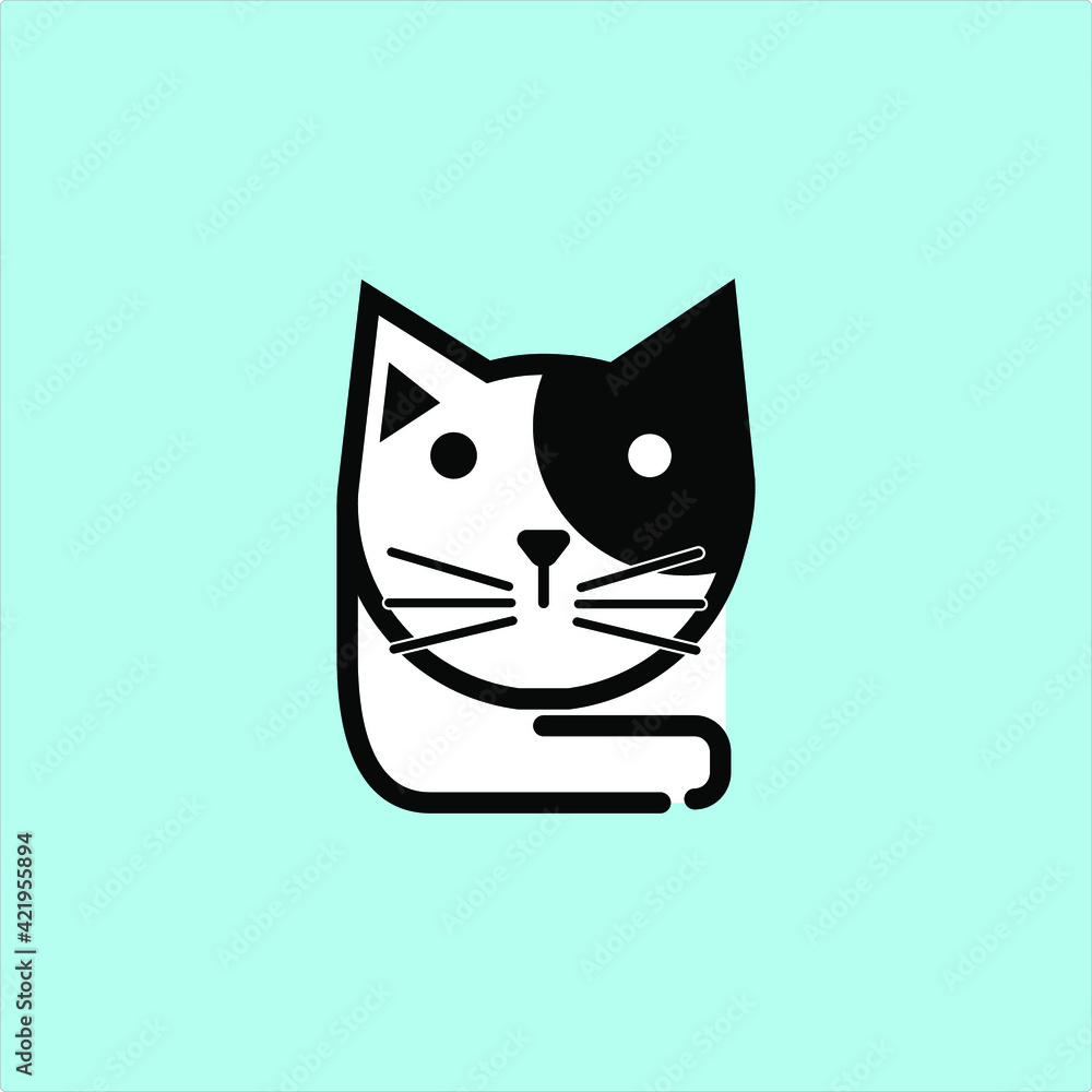 Fototapeta premium Cute cat icon symbol logo vector illustration. Pet animal character.