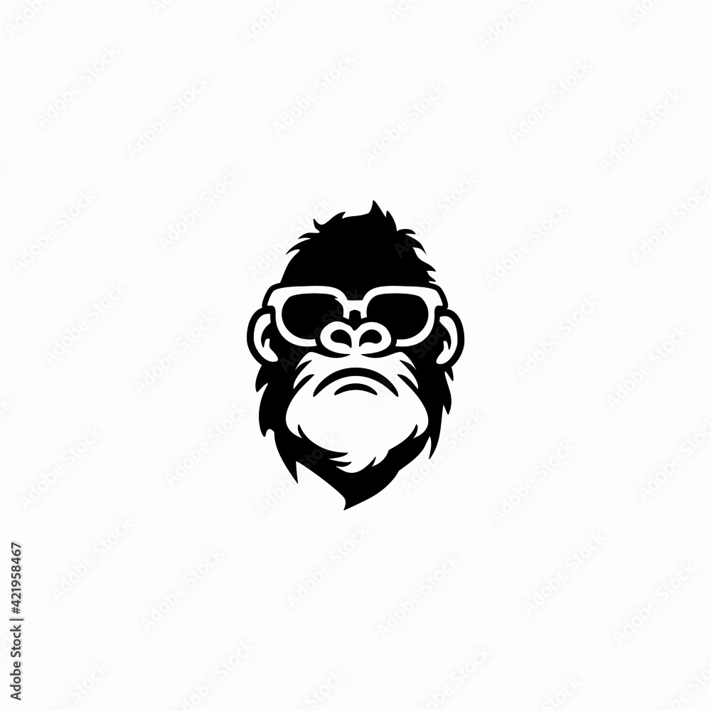 gorilla, ape head using glasses, vector logo illustration gorilla, ape head using glasses, vector logo illustration