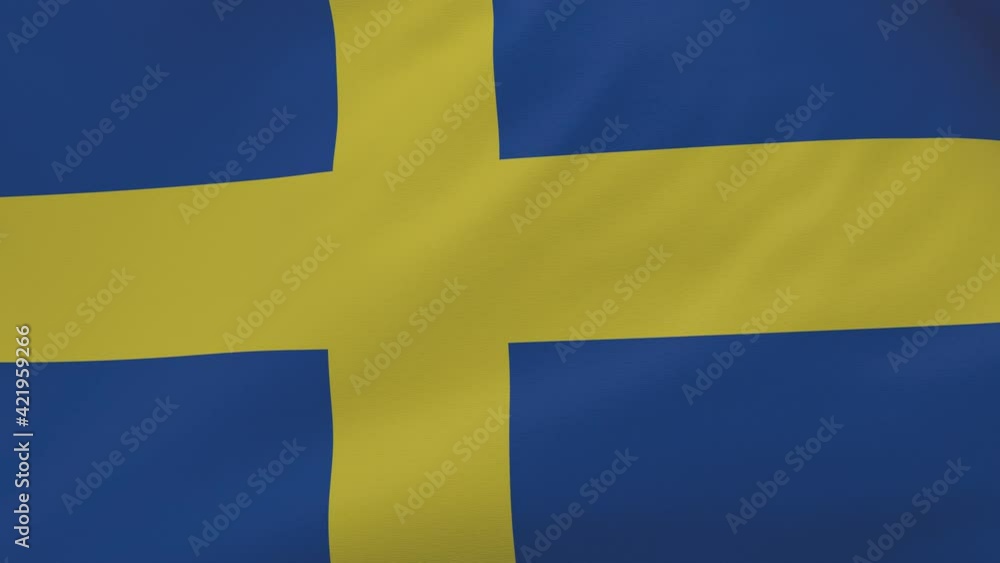 Sweden waving flag seamless loop animation 4k.