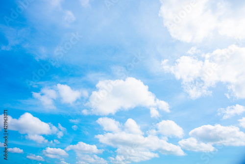 blue sky and white clouds.