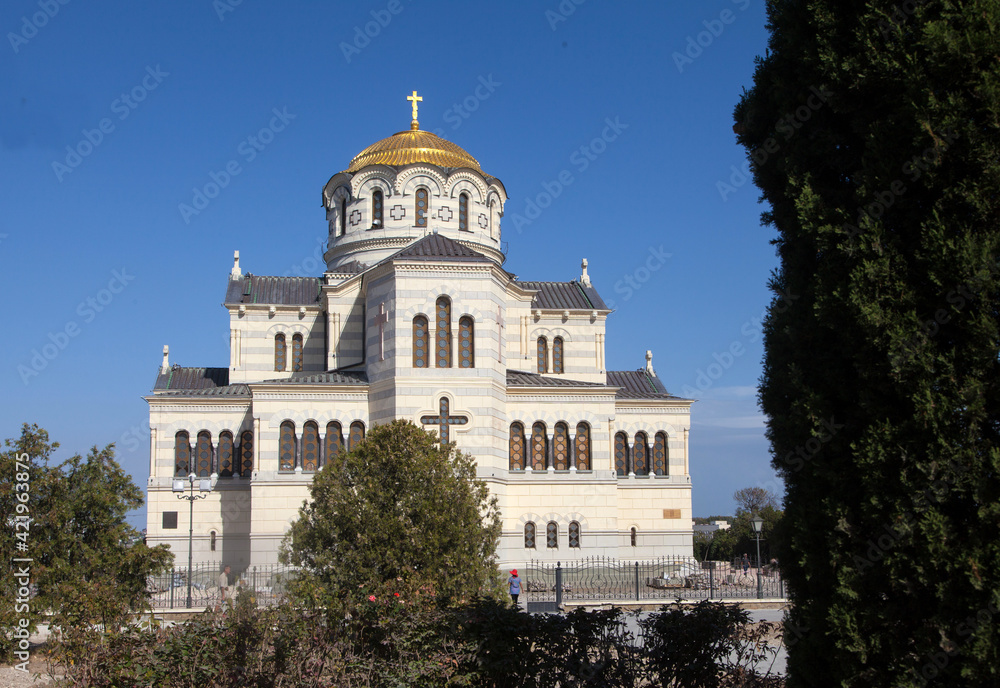 Vladimirsky Cathedral in Chersonesos in Sevastopol, in the Crimea. Russia. Travel concept.