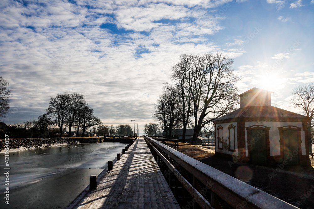 Fototapeta premium Linkoping, Sweden The Berg Slussar or Berg locks on the Gota Canal.