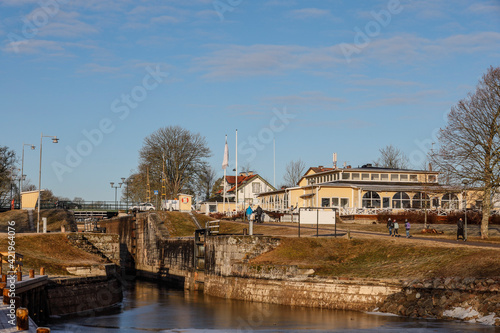 Canvas Print Linkoping, Sweden  The Berg Slussar or Berg locks on the Gota Canal