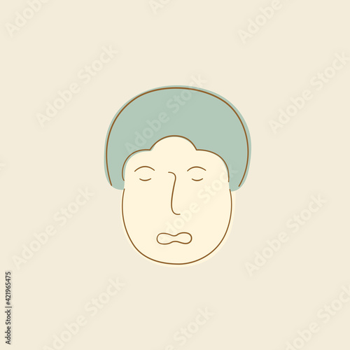 Concept surreal face. Hand draw portrait in abstract modern graphic design. Man portrait in modern abstract style. Vector illustration in flat cartoon design 