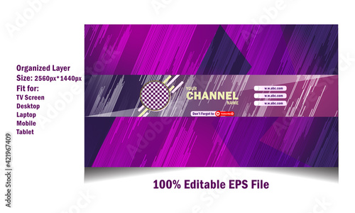 Creative Video Channel Cover, Header, Banner Design. Modern Channel Art for Musical Video Channel.
