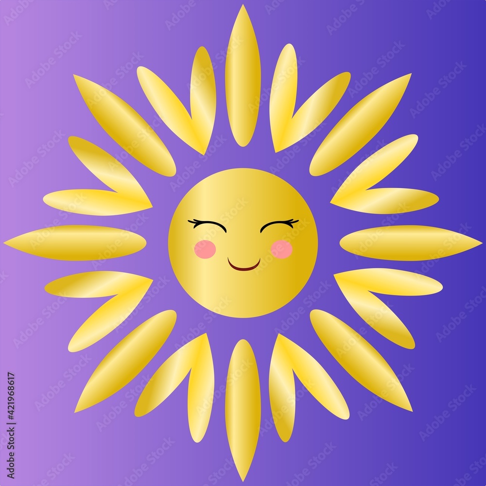 Vector illustration. The sun covered her eyes Vector illustration. The sun covered her eyes