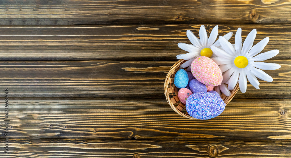 Happy easter! Flat Lay, Internet banner with Copy Space on Easter Happy easter! Flat Lay, Internet banner with Copy Space on Easter