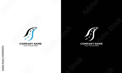 road construction logo road maintenance creative sign concept. Paving design template vector icon idea with highway. Transportation and traffic theme.