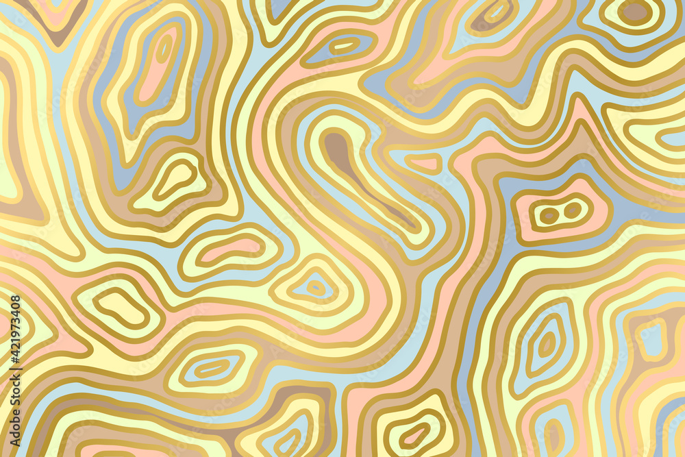 Abstract marble yellow and gold background. Agate slice ripple texture imitation. Vector illustration.