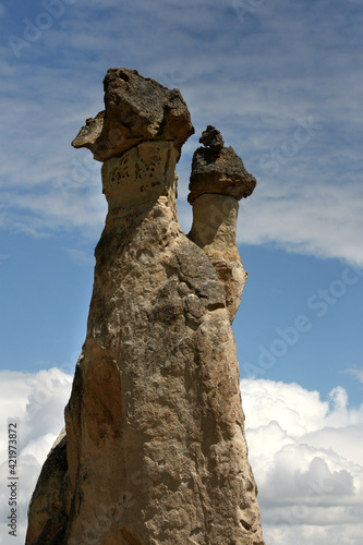 A volcanic rock formation known as a fairy chimney at Pasabagi near Zelve in the Cappadocia region of Turkey. photo