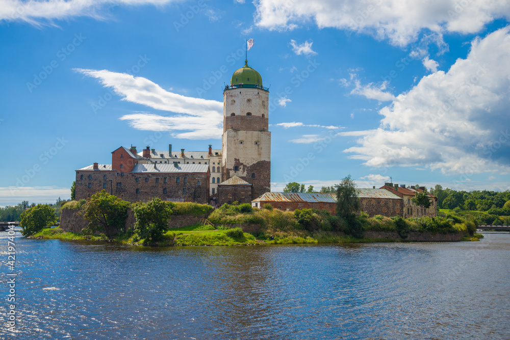View of the Vyborg castle on a sunny August day. Leningrad region, Russia