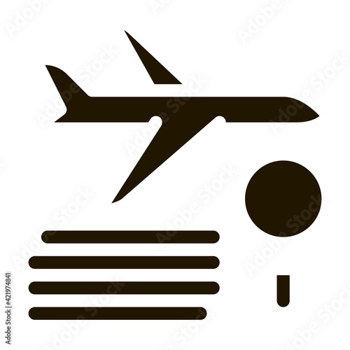 Plane Magnifier Icon Vector Glyph Illustration