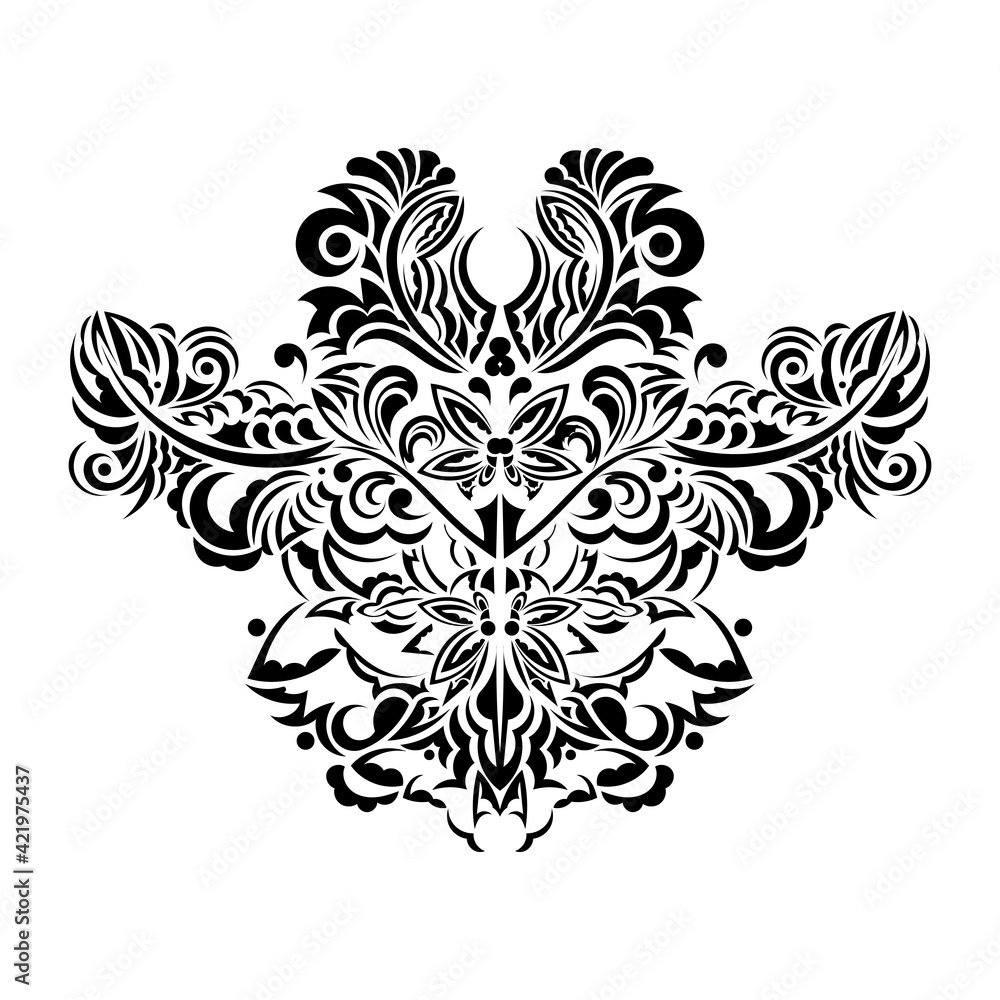 Damask element. Classic luxury vintage damask ornament, royal victorian texture for wallpaper, textiles, wrapping. Isolated. Vector illustration.