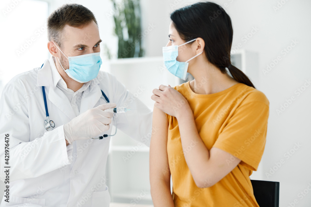 patient came to hospital for covid-19 vaccination and medical mask patient came to hospital for covid-19 vaccination and medical mask