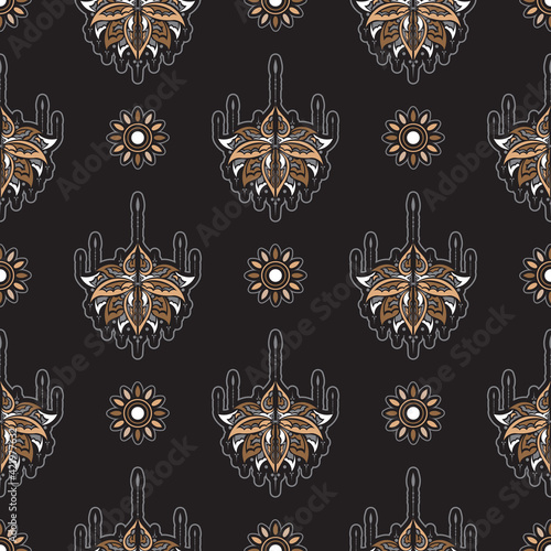 Dark lotus seamless pattern. Good for menus, postcards, books, wallpaper and fabric. Vector