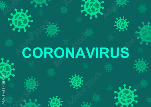 Coronavirus cell green background, Covid-19 outbreak, Pandemic medical health risk, Virology epidemiology concept, Template background design, Vector illustration