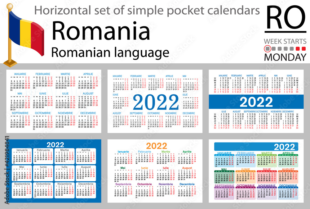 Romanian horizontal pocket calendar for 2022