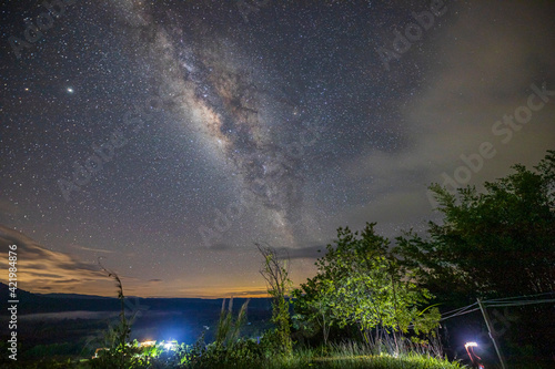 Milky way galaxy at Khao Takhian Ngo View Point at Khao-kho Phetchabun,Thailand, Long exposure photograph