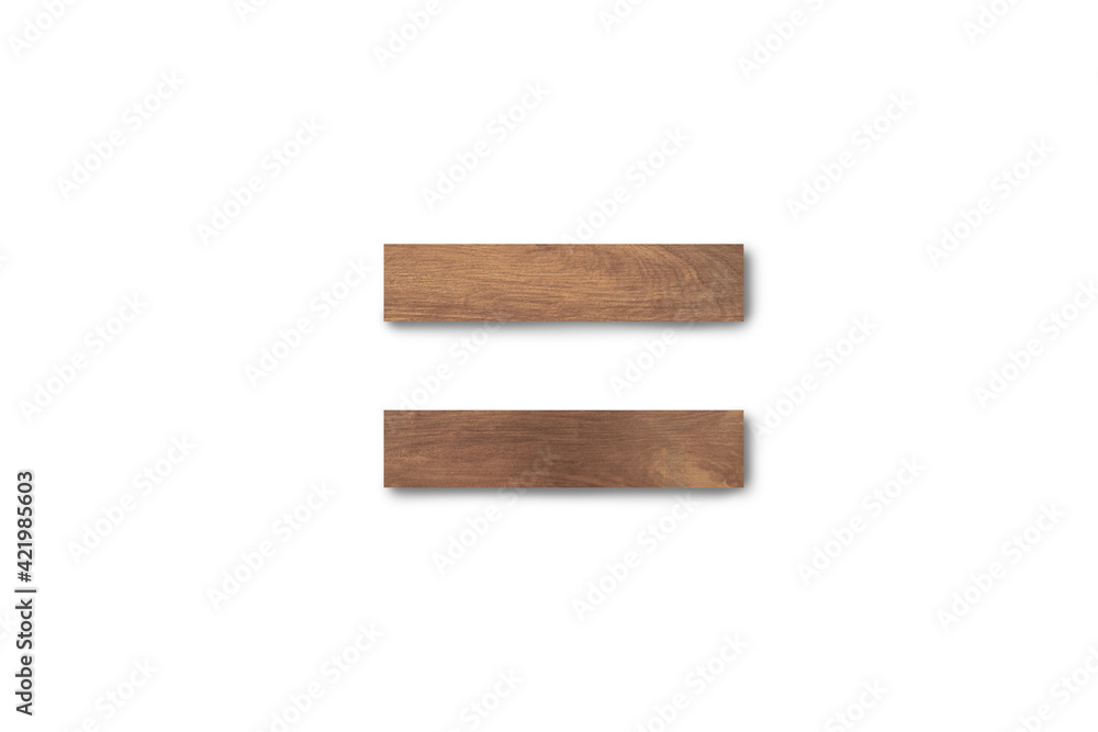 Single wooden texture equal sign isolated on white background. Clipping path for design Single wooden texture equal sign isolated on white background. Clipping path for design