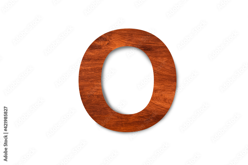 Modern wooden alphabet letter O isolated on white background with clipping path for design Modern wooden alphabet letter O isolated on white background with clipping path for design