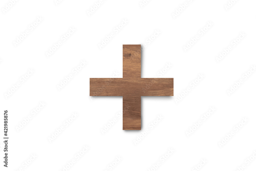 Obraz premium Single wooden texture plus isolated on white background. Clipping path for design