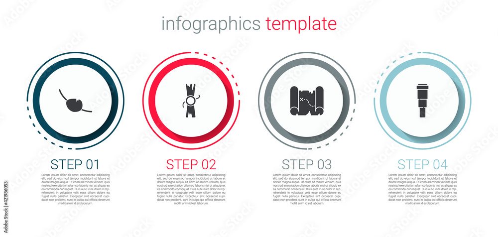 Set Pirate eye patch, Decree, parchment, scroll, treasure map and Spyglass telescope lens. Business infographic template. Vector Set Pirate eye patch, Decree, parchment, scroll, treasure map and Spyglass telescope lens. Business infographic template. Vector