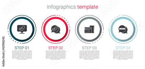 Set Baby, , food and Speech bubble mom. Business infographic template. Vector