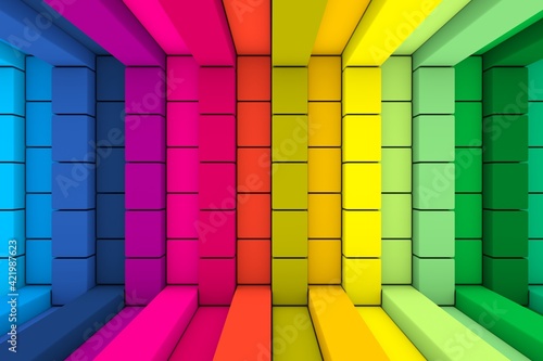 Fototapeta Naklejka Na Ścianę i Meble -  Multicolor boxes abstract background 3D render illustration