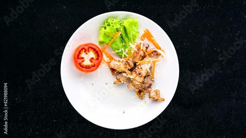 Deep fried dried pork with tomato