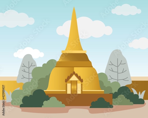 Thai temple and pagoda, culture landscape