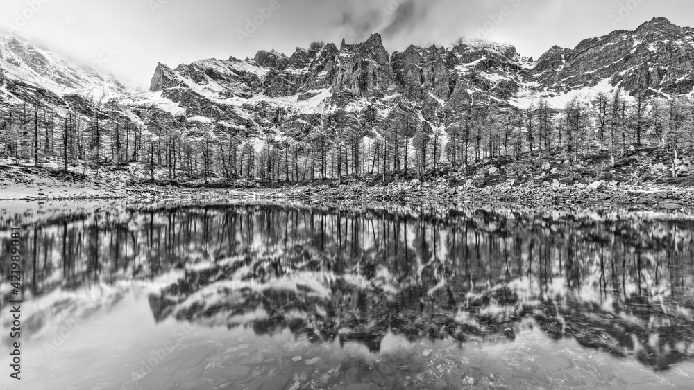 Black and white landscape, Alps (Alpe Devero National Park, Italy)