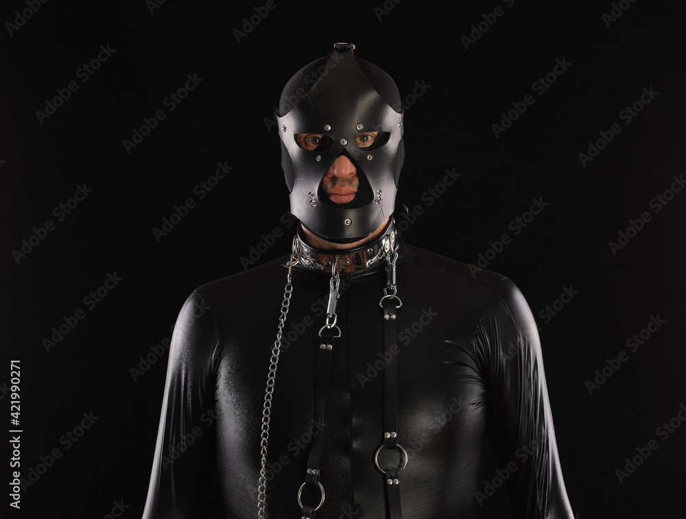 male fetish, man leather mask Stock Photo Stock