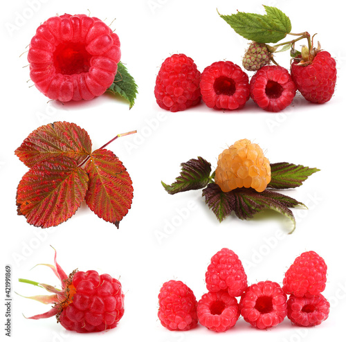 Fototapeta Naklejka Na Ścianę i Meble -  Raspberries set isolated on white