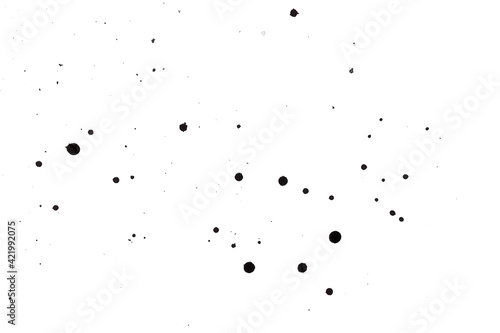 abstract black splashes on white watercolor paper. monochrome image. © jozefklopacka