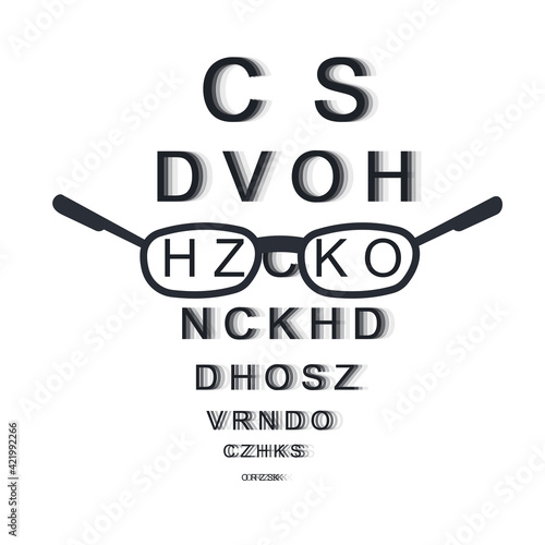 Glasses. Vision check, vector illustration