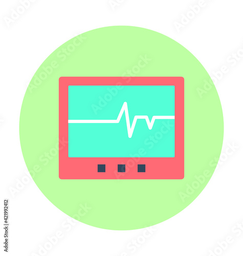 Ecg Machine Colored Vector Icon