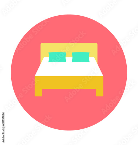 Bed Colored Vector Icon